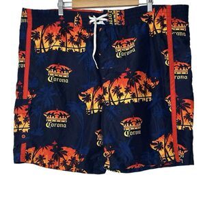 Corona Extra Shorts Men's Size 38‎ Sunset & Palm Trees Print Board Swim Trunks
